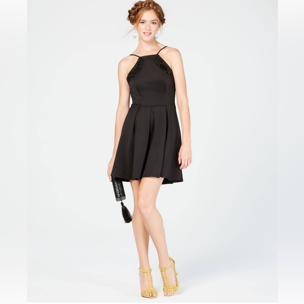 NWT B Darlin Womens Embellished Open-Back Fit & Flare Dress